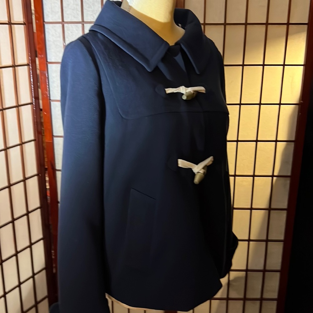 Gap Pea Duffel coat, Blue and white striped lining size small navy blue
